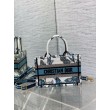 Imitazioni borse griffate Dior Mini Book Tote con tracolla Ricamo Toile de Jouy Messico blu