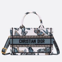 Imitazioni borse griffate Dior Mini Book Tote con tracolla Ricamo Toile de Jouy Messico blu
