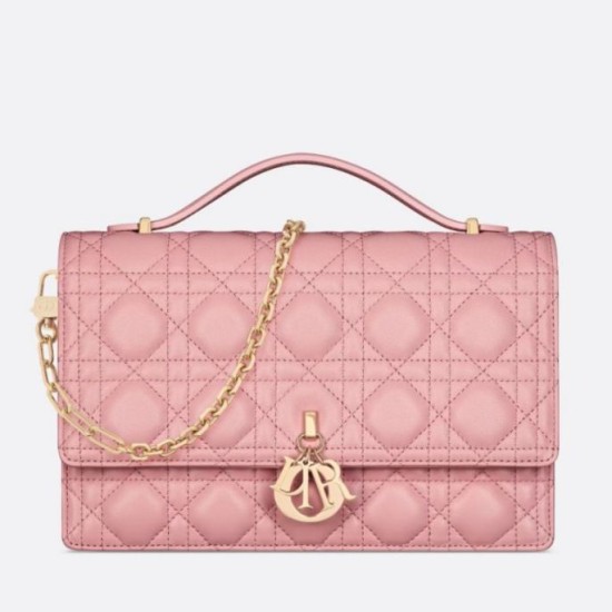 Borsa Dior Miss Dior con manico superiore Melocoton Rosa Cannage Agnello