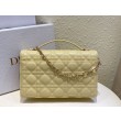 Borse Firmate Replica Dior Miss Dior con manico superiore Pelle di agnello Cannage giallo pastello