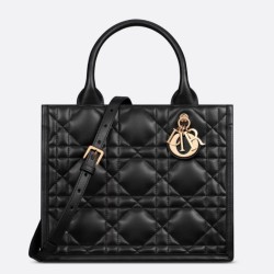 Qualità superiore replica Dior piccola book tote con tracolla Pelle di vitello macrocannage nera