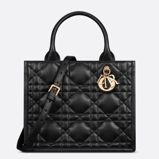 Qualità superiore replica Dior piccola book tote con tracolla Pelle di vitello macrocannage nera