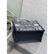 Borse Replica Dior piccola Book Tote con tracolla Ricamo Toile de Jouy Reverse e pelle di vitello blu