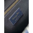 Borse Replica Dior piccola Book Tote con tracolla Ricamo Toile de Jouy Reverse e pelle di vitello blu