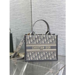 Borse Imitazioni Dior piccola Book Tote con tracolla Tela Dior Oblique grigia