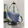 Borsa Dior Saddle con tracolla Blue Denim Oblique Jacquard