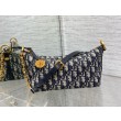 Borsa hobo Dior Diorstar con catena Jacquard blu obliquo