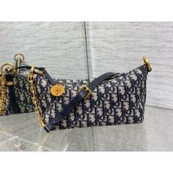 Borsa hobo Dior Diorstar con catena Jacquard blu obliquo