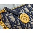 Borsa hobo Dior Diorstar con catena Jacquard blu obliquo