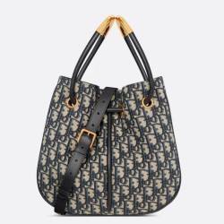 Borsa media Dior Nolita Jacquard blu Dior Oblique