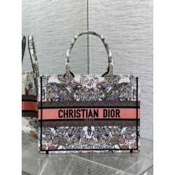 Borse Imitazioni tote Dior media con libro Farfalla intorno al mondo ricamato
