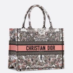 Borse Imitazioni tote Dior media con libro Farfalla intorno al mondo ricamato