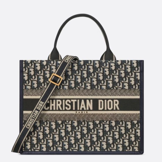 Bora Pari all'originale replica tote Dior media per libri con tracolla in tela blu Dior Oblique