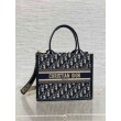 Borse Replica tote Dior piccola per libri con tracolla in tela blu Dior Oblique