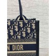 Borse Replica tote Dior piccola per libri con tracolla in tela blu Dior Oblique
