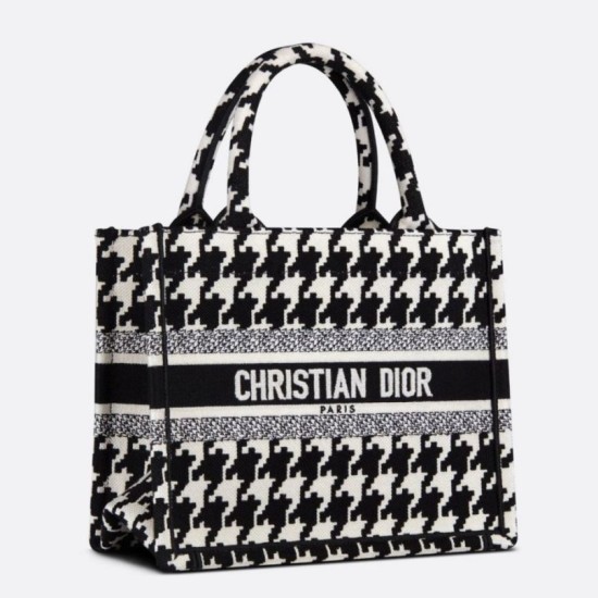 Borsa Replica 1:1 tote Dior piccola per libri Micro ricamo pied de poule