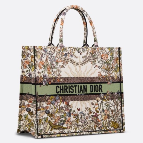 Borsa tote grande Dior Book Ricamo Dior 4 Saisons Automne Soleil