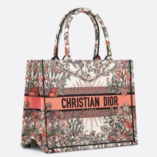 Borse Replica Alta Qualità tote media Dior Book Ricamo Dior 4 Saisons Printemps Soleil