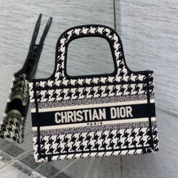 Borsa tote Dior Mini Book Micro ricamo pied de poule Replica qualità specchio Replica Perfette Borsa tote Dior Mini Book Micro ricamo pied de poule imitazioni