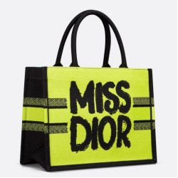 Replica Perfette Qualità superiore replica Dior Media Book Tote Bag Giallo e Blu Miss Dior Graffiti Embroidery imitazioni