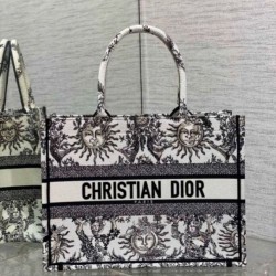 Replica Perfette Dior Medium Book Tote Bag Bianco Toile de Jouy Soleil Embroidery imitazioni