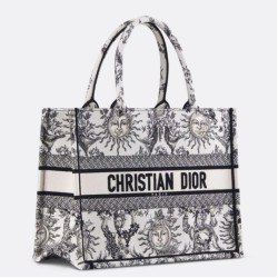 Replica Perfette Dior Medium Book Tote Bag Bianco Toile de Jouy Soleil Embroidery imitazioni