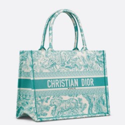 Qualità superiore replica Dior media Dioriviera Book Tote Aquamarina Ricamo Toile de Jouy