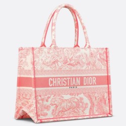 Dior Medium Dioriviera Book Tote Pink Toile de Jouy Embroidery