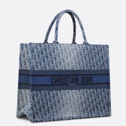 Replica Perfette Borsa Dior grande Book Tote Blue Denim Oblique Jacquard imitazioni
