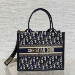 Borse Replica tote Dior piccola per libri con tracolla in tela blu Dior Oblique qualità specchio Replica Perfette Borse tote Dior piccola per libri con tracolla in tela blu Dior Oblique imitazioni