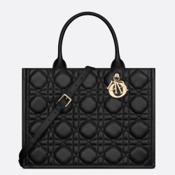 Replica Perfette Borse  tote Dior media a libro con tracolla Pelle di vitello macrocannage nera imitazioni