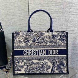 Dior Media Book Tote Bag con Tracolla Blu Ricamo Toile de Jouy Sauvage Replica qualità specchio Replica Perfette Dior Media Book Tote Bag con Tracolla Blu Ricamo Toile de Jouy Sauvage imitazioni