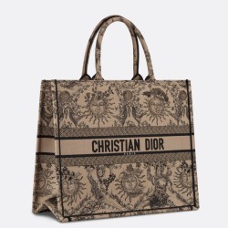 Replica Perfette Borsa tote grande per libri Dior Beige Ricamo Toile de Jouy Soleil imitazioni