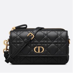 Replica Perfette Pouch Dior Caro Pelle di vitello Cannage nera imitazioni