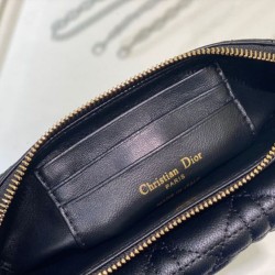 Pouch Dior Caro Pelle di vitello Cannage nera Replica qualità specchio Replica Perfette Pouch Dior Caro Pelle di vitello Cannage nera imitazioni
