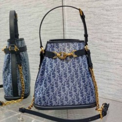 Borsa Dior C'est Media Jacquard Blu Denim Obliquo Replica qualità specchio Replica Perfette Borsa Dior C'est Media Jacquard Blu Denim Obliquo imitazioni