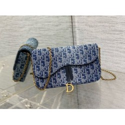 Borsa a Tracolla Dior Saddle Chain Jacquard Blu Denim Obliquo Borsa a Tracolla Dior Saddle Chain Jacquard Blu Denim Obliquo