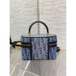 Dior 30 Montaigne Mini Vanity Case Blu Denim Oblique Jacquard