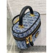 Dior 30 Montaigne Mini Vanity Case Blu Denim Oblique Jacquard