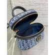 Dior 30 Montaigne Mini Vanity Case Blu Denim Oblique Jacquard