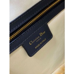 Dior D-Vibe Bowling Borsa grande Jacquard blu obliquo