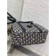 Dior D-Vibe Bowling Borsa grande Jacquard blu obliquo