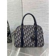Dior D-Vibe Bowling Borsa grande Jacquard blu obliquo