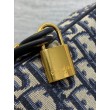Dior D-Vibe Bowling Borsa grande Jacquard blu obliquo