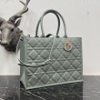 Dior Medium Book Tote Bag con tracolla Grigio Macrocannage