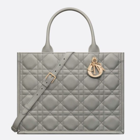 Dior Medium Book Tote Bag con tracolla Grigio Macrocannage