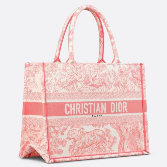 Dior Medium Dioriviera Book Tote Pink Toile de Jouy Embroidery