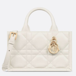 Dior Mini Book Tote Bag con Tracolla Bianca Macrocannage Pelle di Vitello
