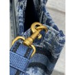 Dior Mini Book Tote con Tracolla Blu Denim Oblique Jacquard