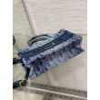 Dior Mini Book Tote con Tracolla Blu Denim Oblique Jacquard